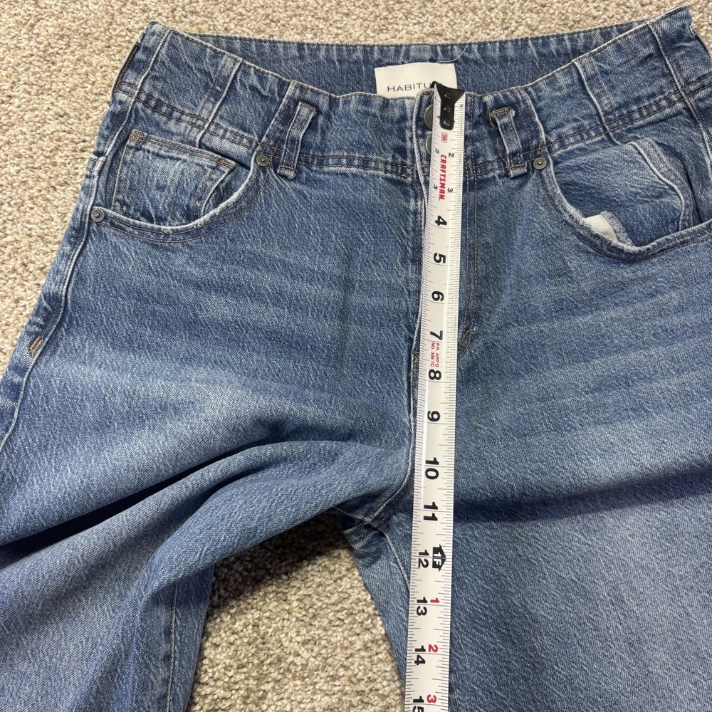 Habitual High Rise Wide Leg Jeans Womens 8/29 Blue Distressed Stretch Denim - Picture 7 of 11